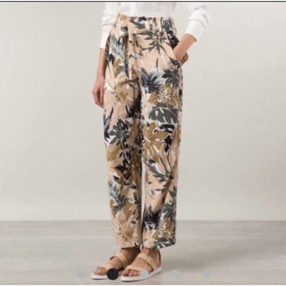 RAG & bone Size 10 Victoria Tropical Print 100% Silk Pants Wide Leg or Jogger - Picture 5 of 16